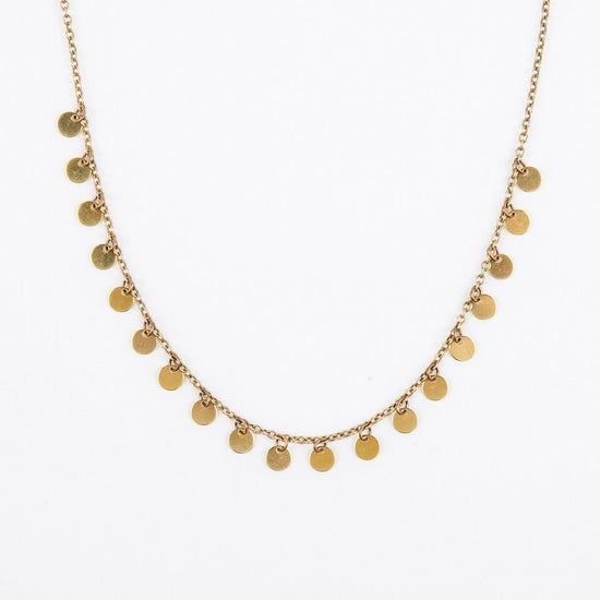 Tiny Disc Dangle Necklace - Brass