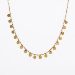 Tiny Disc Dangle Necklace - Brass
