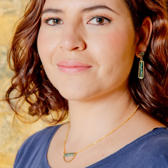 Chrysocolla Rondell Half Moon Necklace