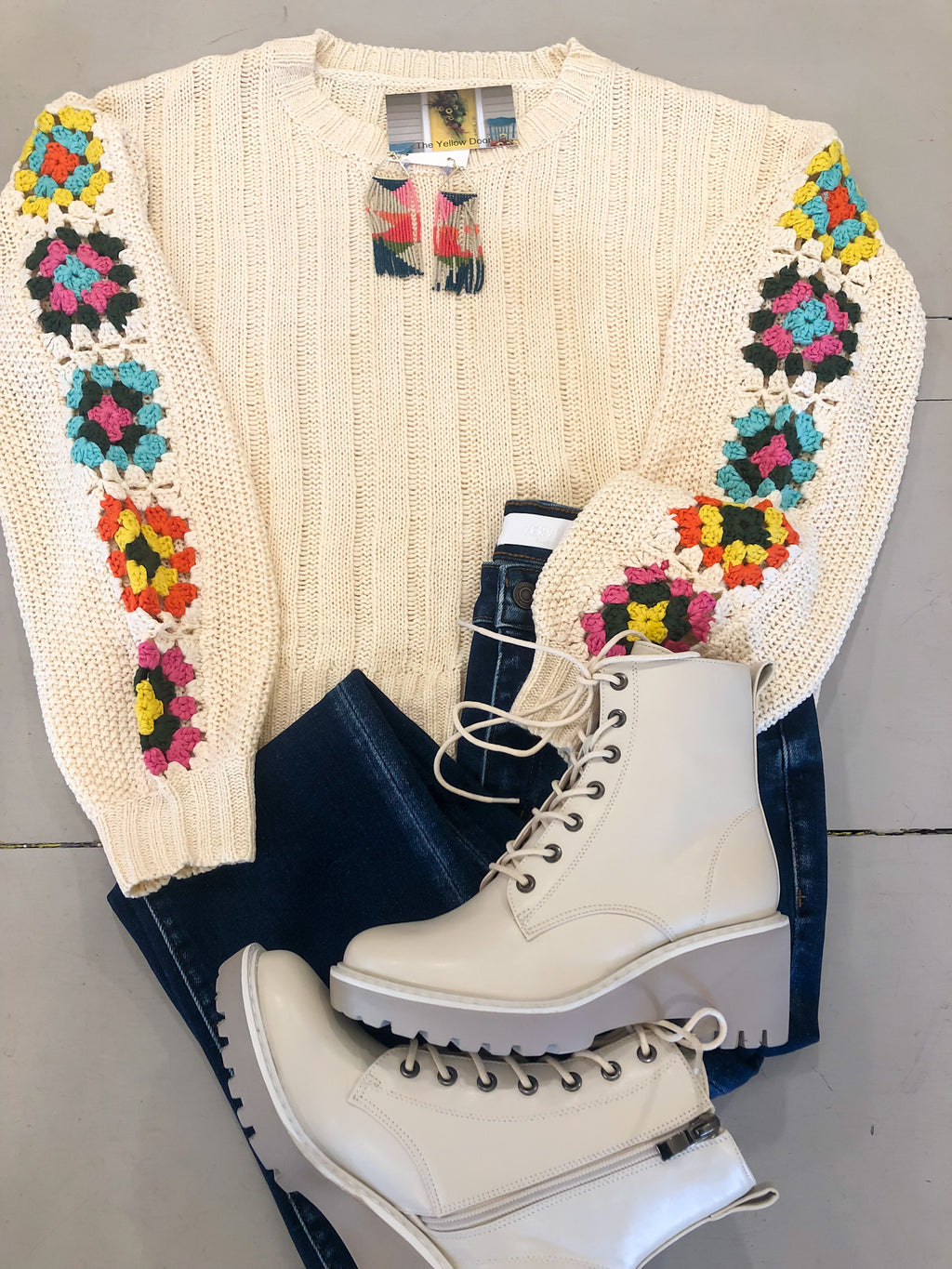 Cream Crochet Sweater