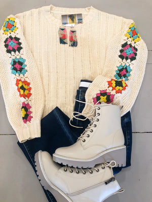 Cream Crochet Sweater