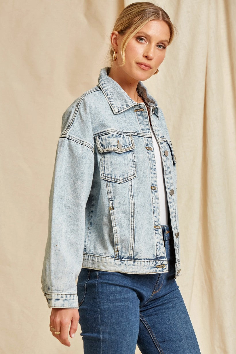 Denim Rhinestone Jacket