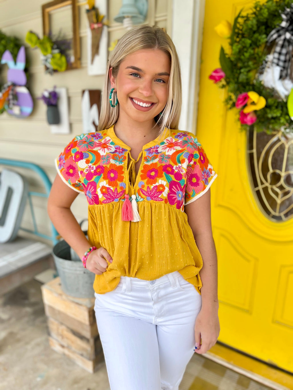 Mustard Floral Top