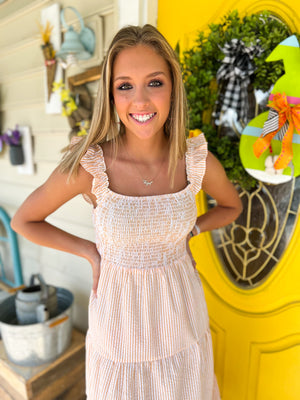 Apricot Rose Midi Dress