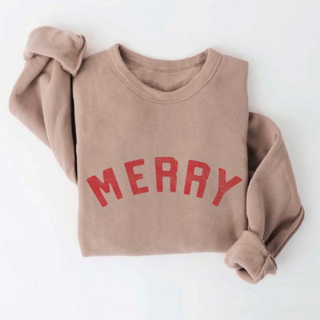 Merry Sweatshirt- Tan