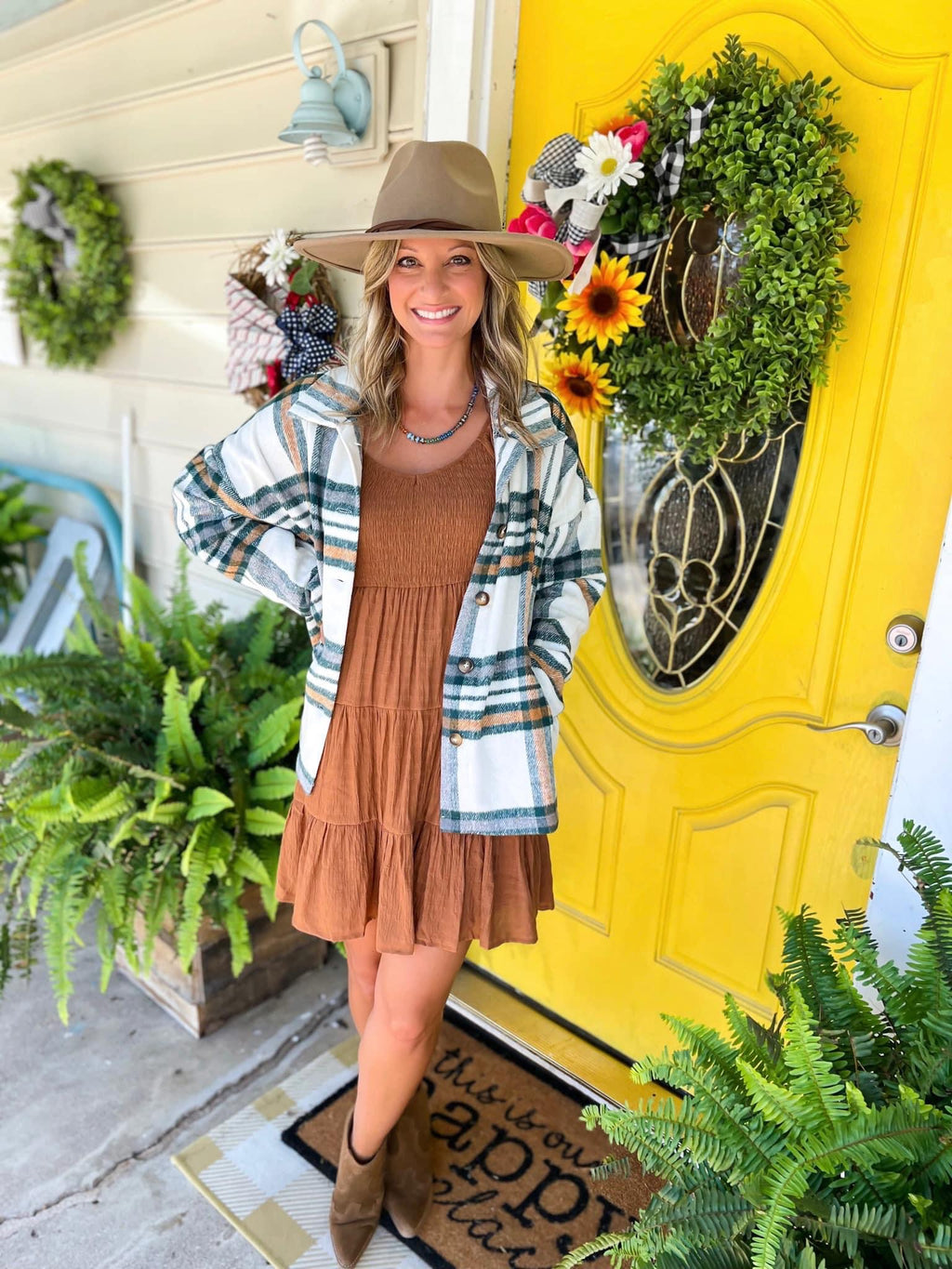 Fall Frolic Dress in Camel